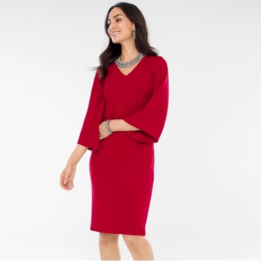 Chico’s Kimono Sleeve Dress‎ Red Size 1 Medium 8 / 10